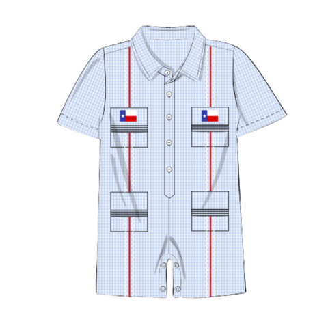 Boys Texas Flag Guayabera Romper