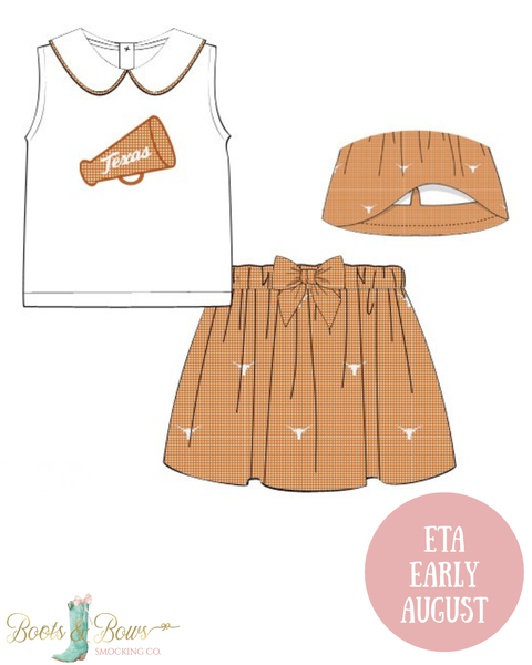 PRE-ORDER: Officially Licensed UT Texas Spirit Girls Athletic Skirt Set (ETA Early August)