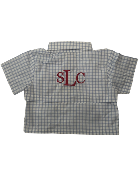 Blooper: Boys Windowpane Texas Flag Fishing Shirt “sLc” - Size 6M