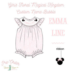 PRE-ORDER: Girls Floral Magical Kingdom Custom Name Bubble (ETA 8-12 weeks from order date))