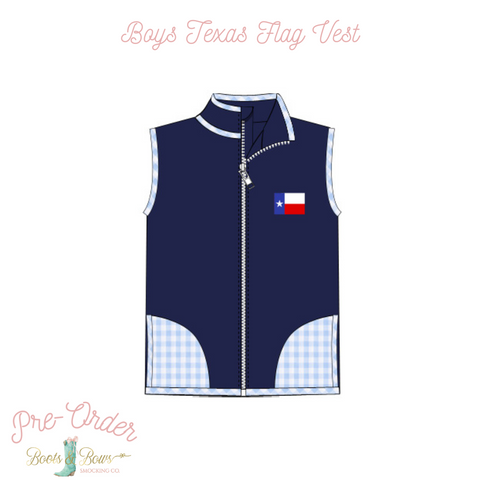 PRE-ORDER: Boys Texas Flag Vest (ETA 12-16 weeks from order date)