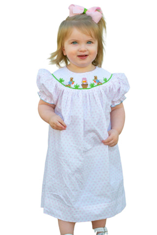 Easter Bunny Girls Bishop Dress