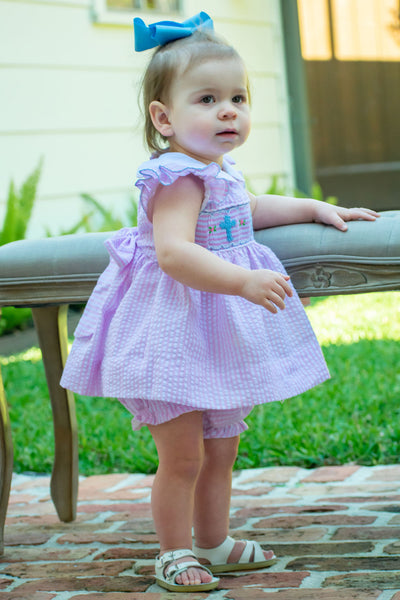 Girls Seersucker Cross Diaper Set