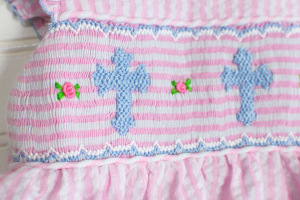 Girls Seersucker Cross Diaper Set