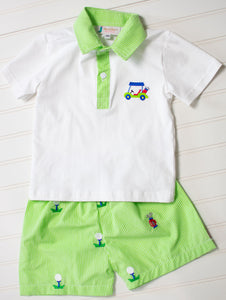 Boys Golf Cart Short Set