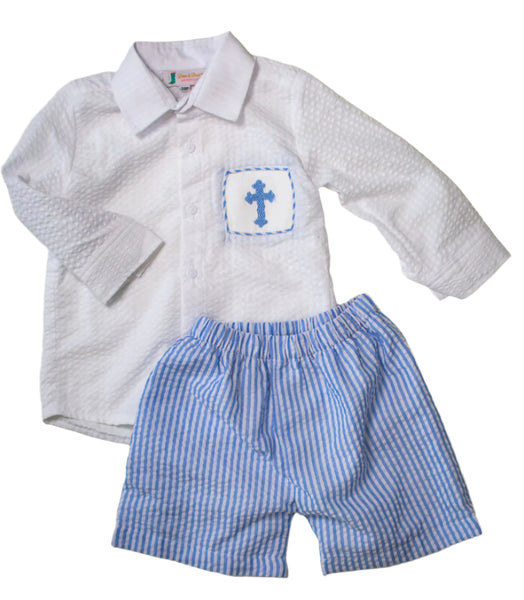 Boys Seersucker Cross Shorts Set