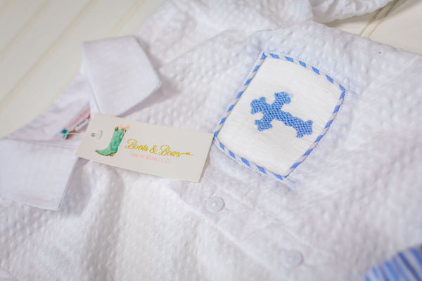 Boys Seersucker Cross Shorts Set