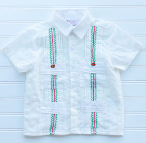Boys Poinsettia Guayabera Shirt