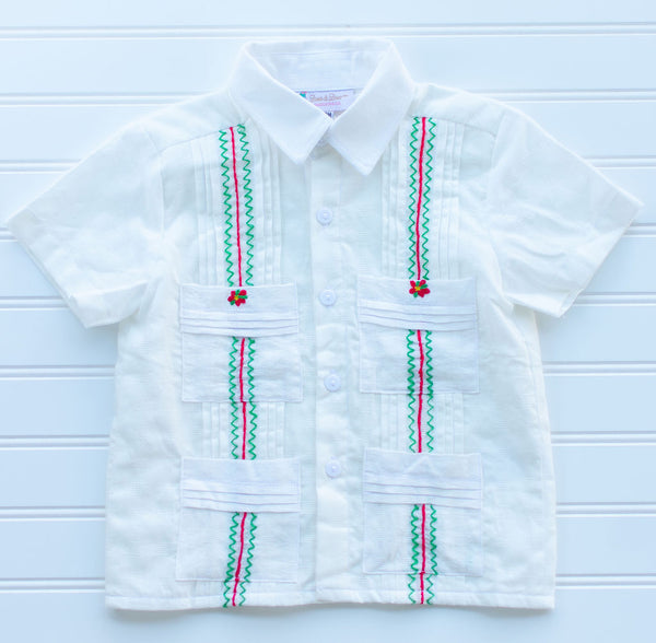 Boys Poinsettia Guayabera Shirt