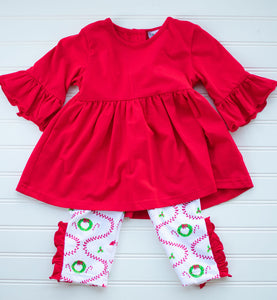 Girls Santa Leggings Set