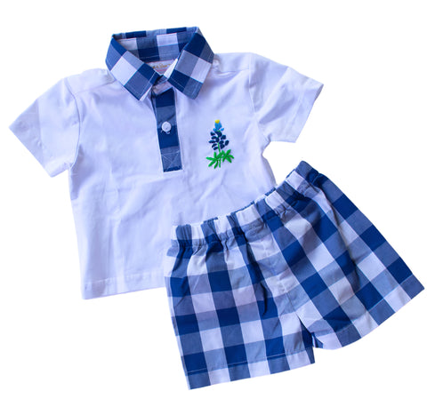 Bluebonnet Boys Polo Shorts Set