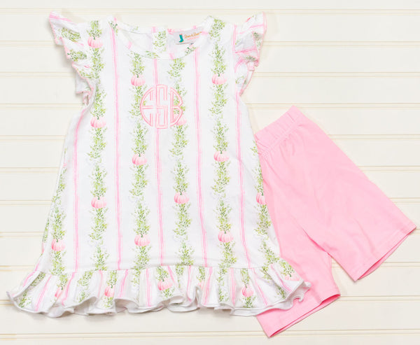 Girls Pink Grandmillenial Pumpkin Playdress and Shorts - Size 7