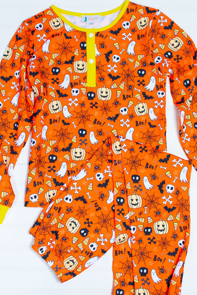 Orange Jack-O'-Lantern Pajamas Long - Size 9