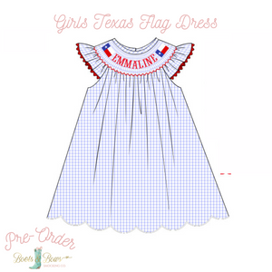 PRE-ORDER: Girls Texas Flag Name Dress (ETA 8-12 weeks from order date)
