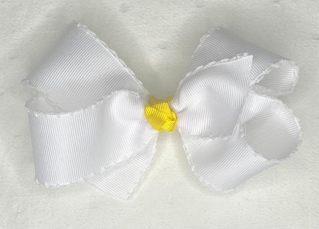 White & Yellow Bluebonnet Hair Bow
