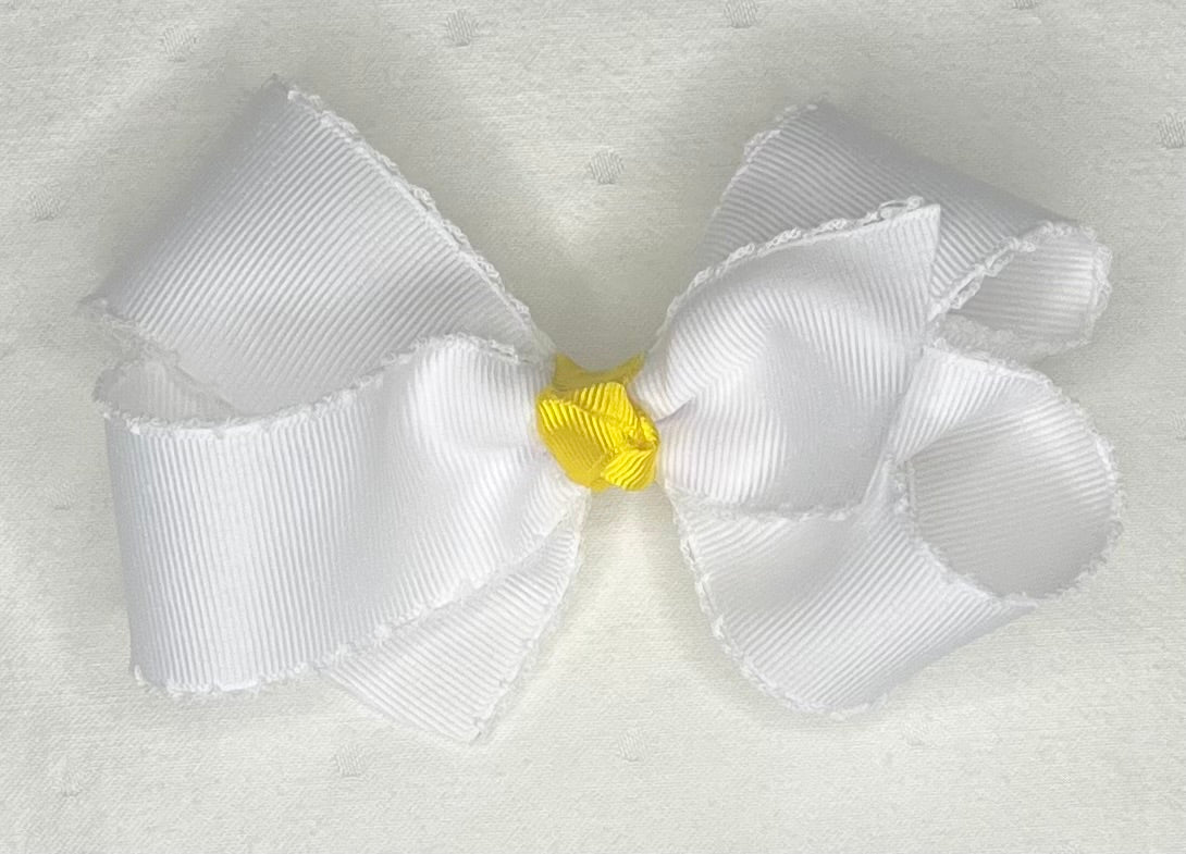 White & Yellow Bluebonnet Hair Bow