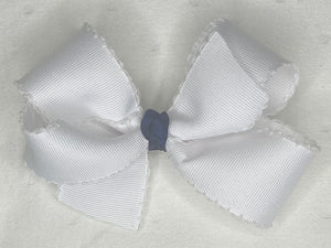 White & Navy Bluebonnet Hair Bow