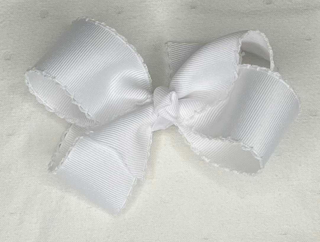 White Moonstitch Hair Bow